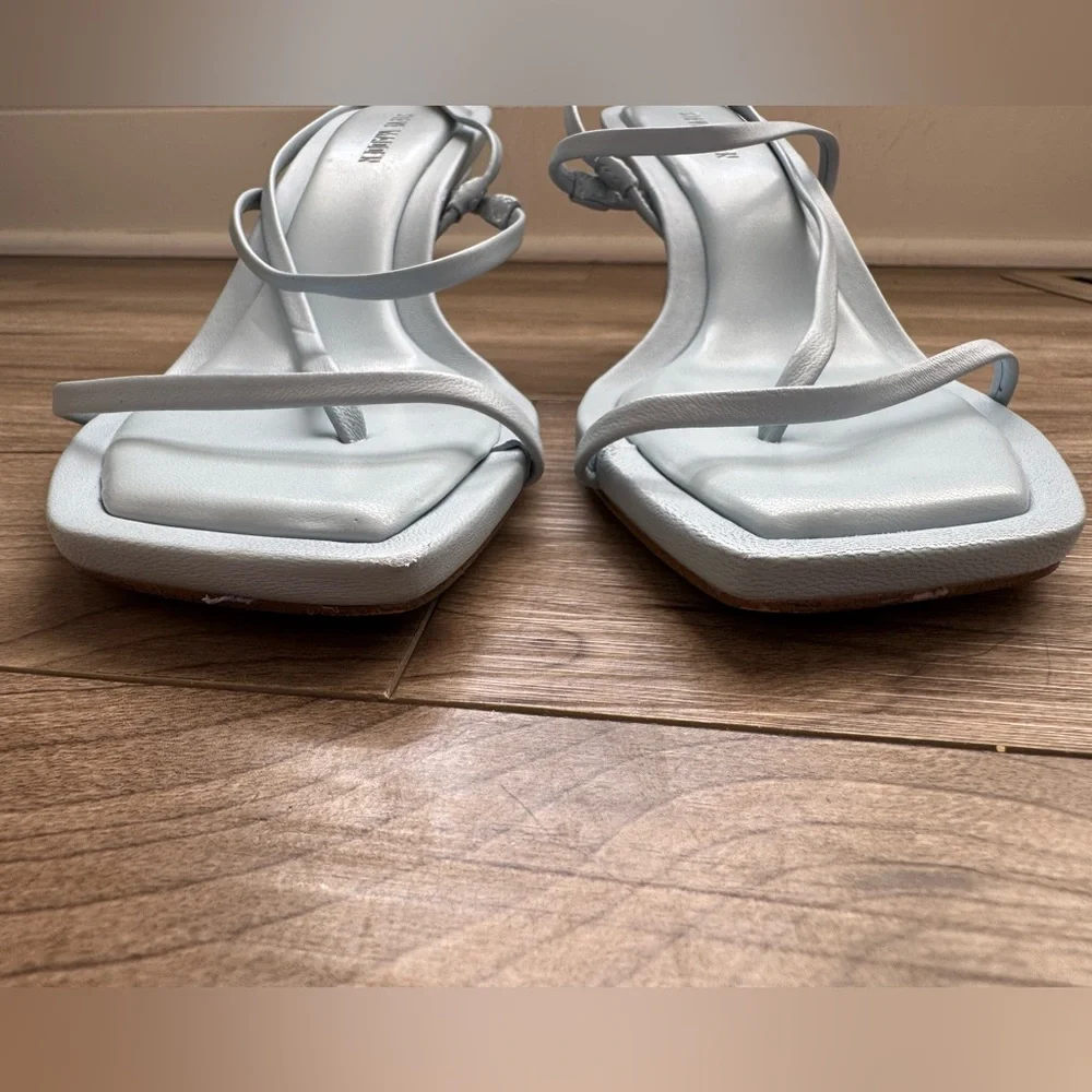 Steve Madden Locke strappy sandals light blue square toe kitten heel Size 7.5 - Picture 4 of 10